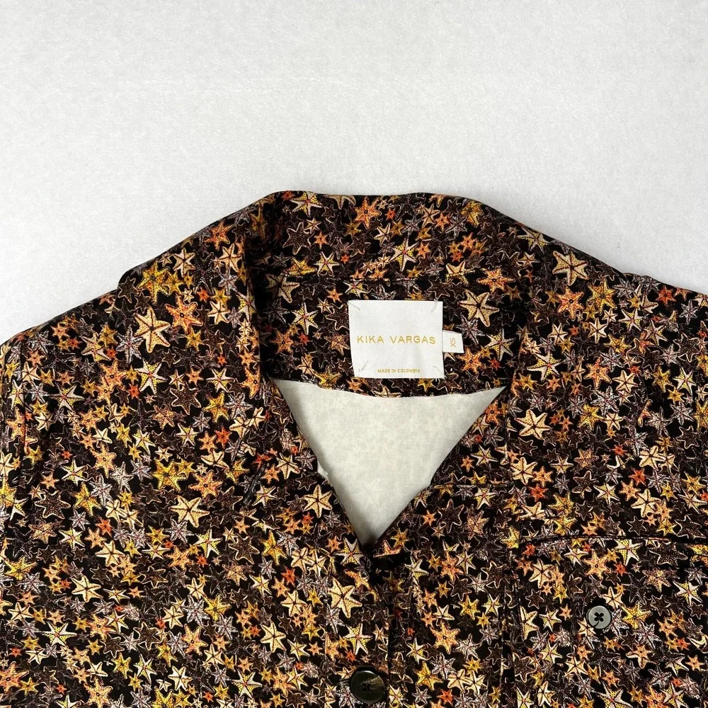 Kika Vargas Star Jacket Button Down Blouse Black‎ Cotton Blend Colombia Sz XS